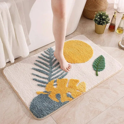 Floral Non-Slip Microfiber Bathroom Mat – Soft, Stylish, and Safe for Every Bathroom