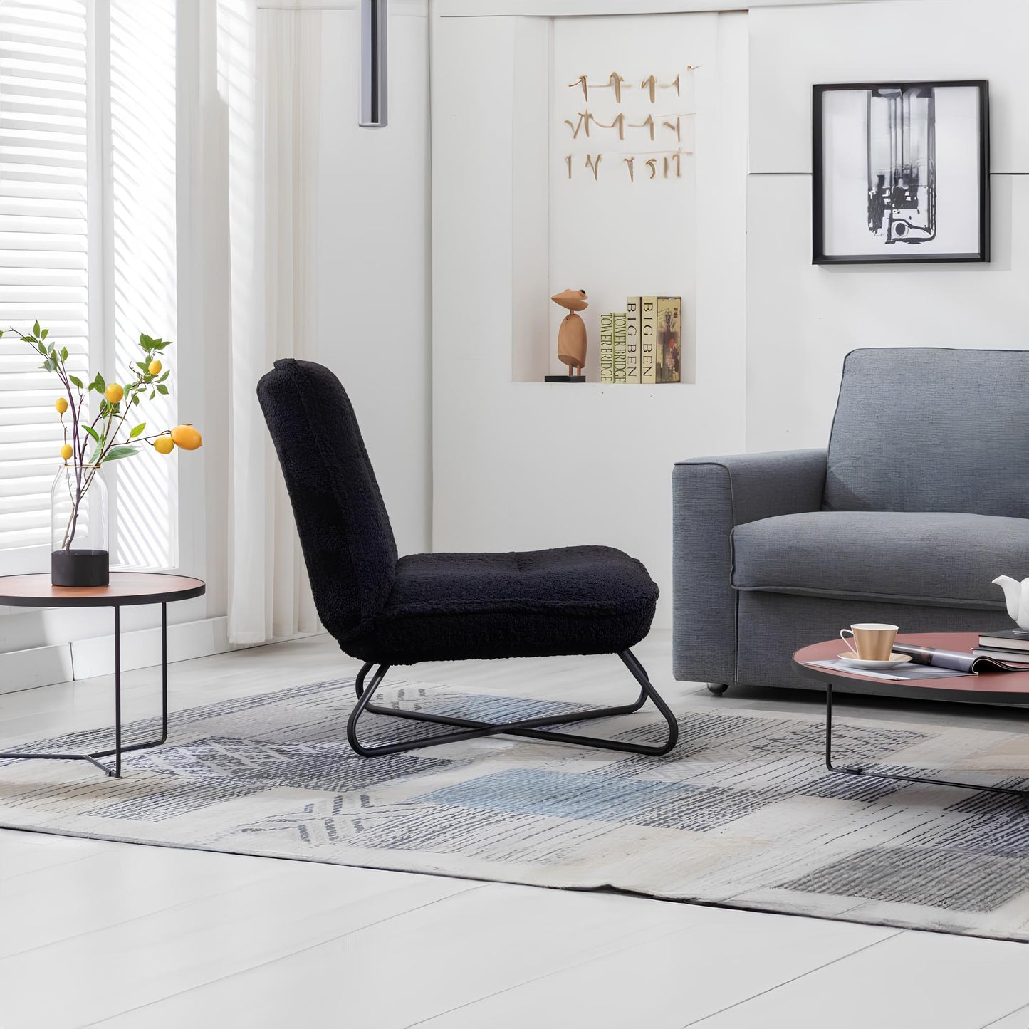 Soft Padded Accent Chair With Metal Cross Base - Homevalley.co.uk