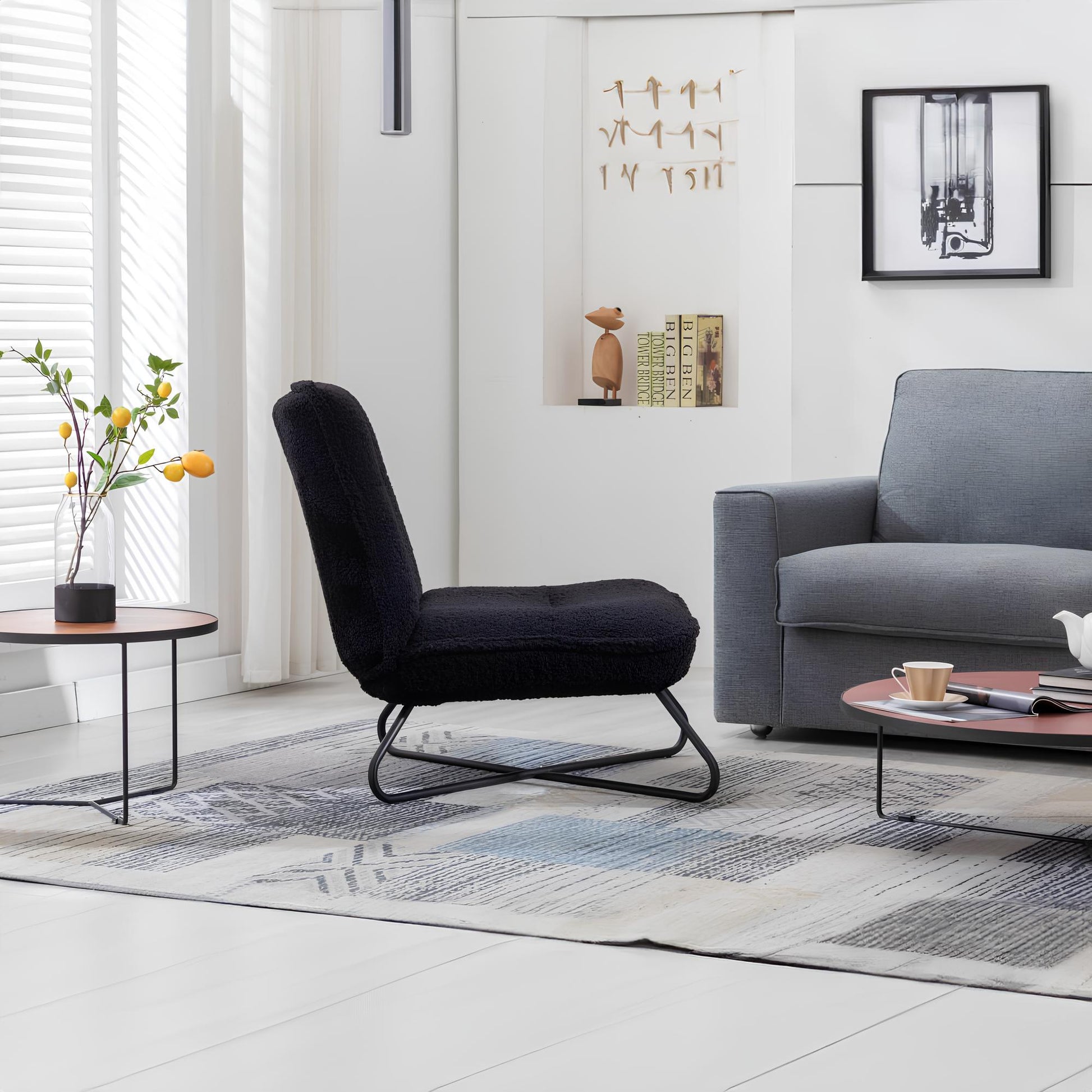 Soft Padded Accent Chair With Metal Cross Base - Homevalley.co.uk