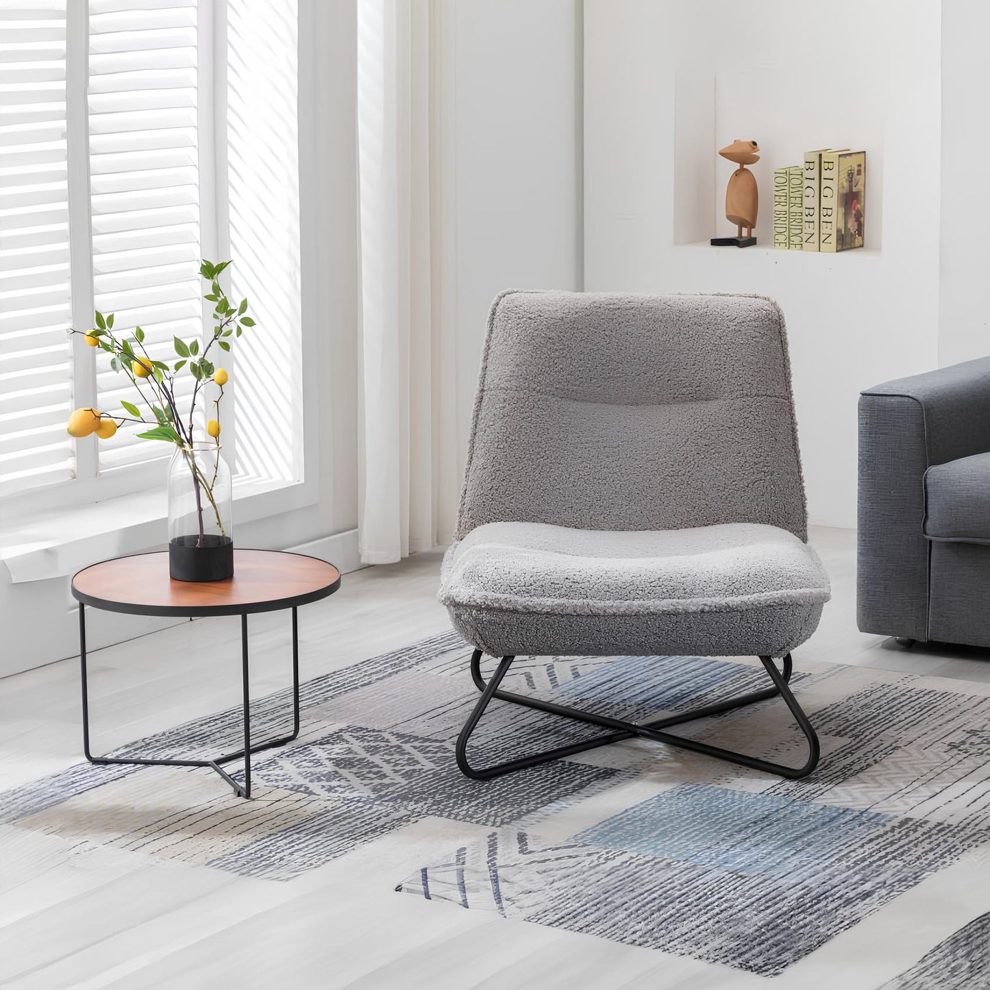 Soft Padded Accent Chair With Metal Cross Base - Homevalley.co.uk