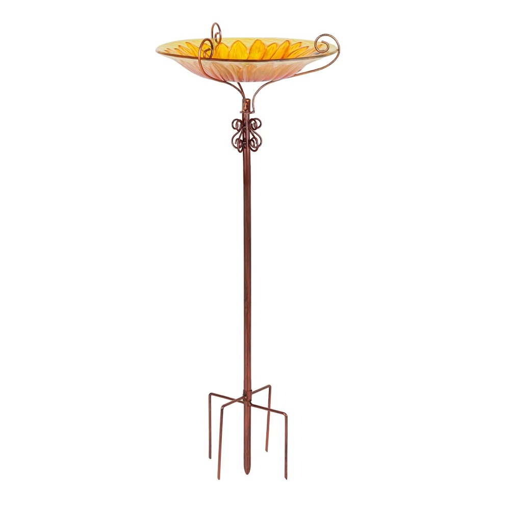 Flower Glass Bird Bath, Feeding Station, Height 63 cm
