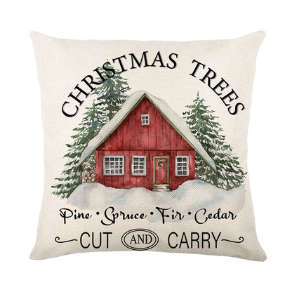 Linen Christmas Snowman Cushion Cover 45x45cm - Homevalley.co.uk