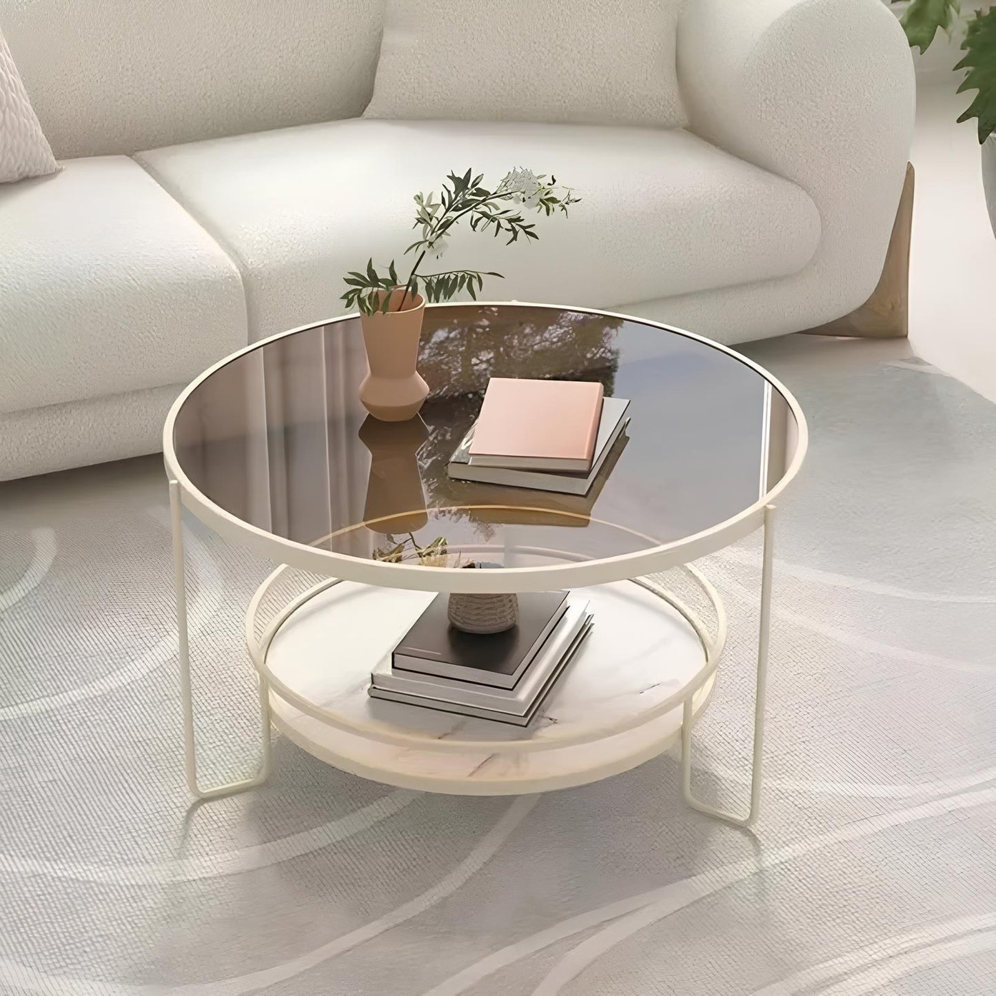 Luxury Tempered Glass Round Coffee Table