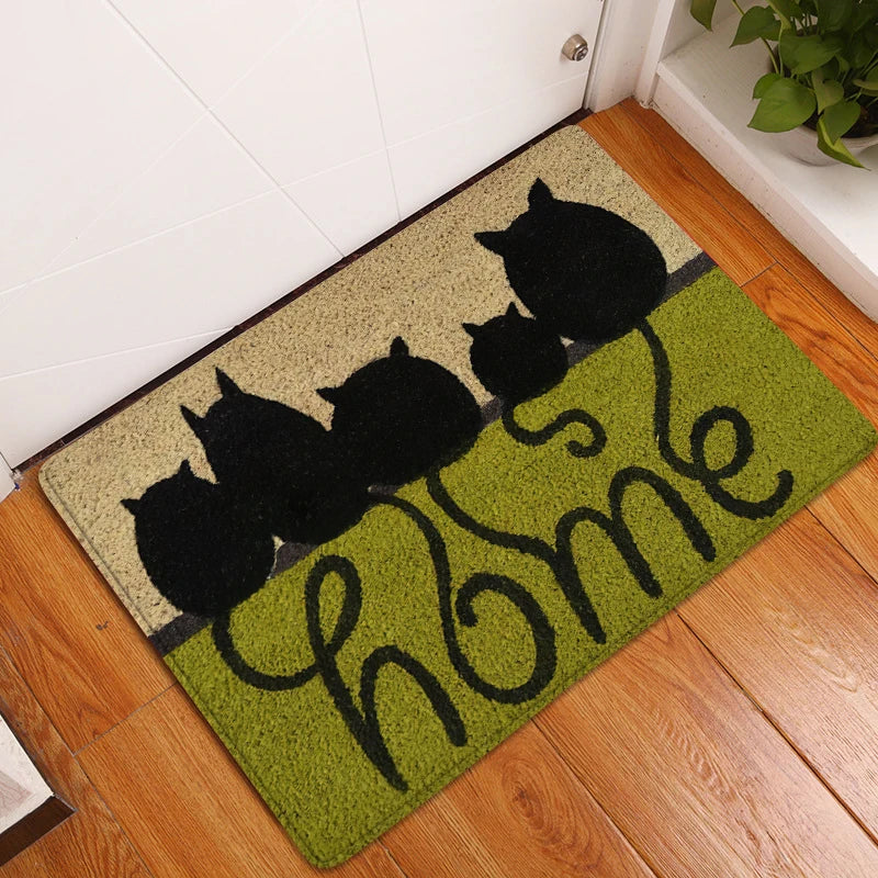 Home Sweet Home Cute Cats Door Mat – Adorable and Non-Slip Entryway Rug