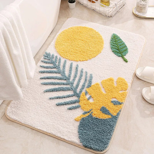 Floral Non-Slip Microfiber Bathroom Mat – Soft, Stylish, and Safe for Every Bathroom