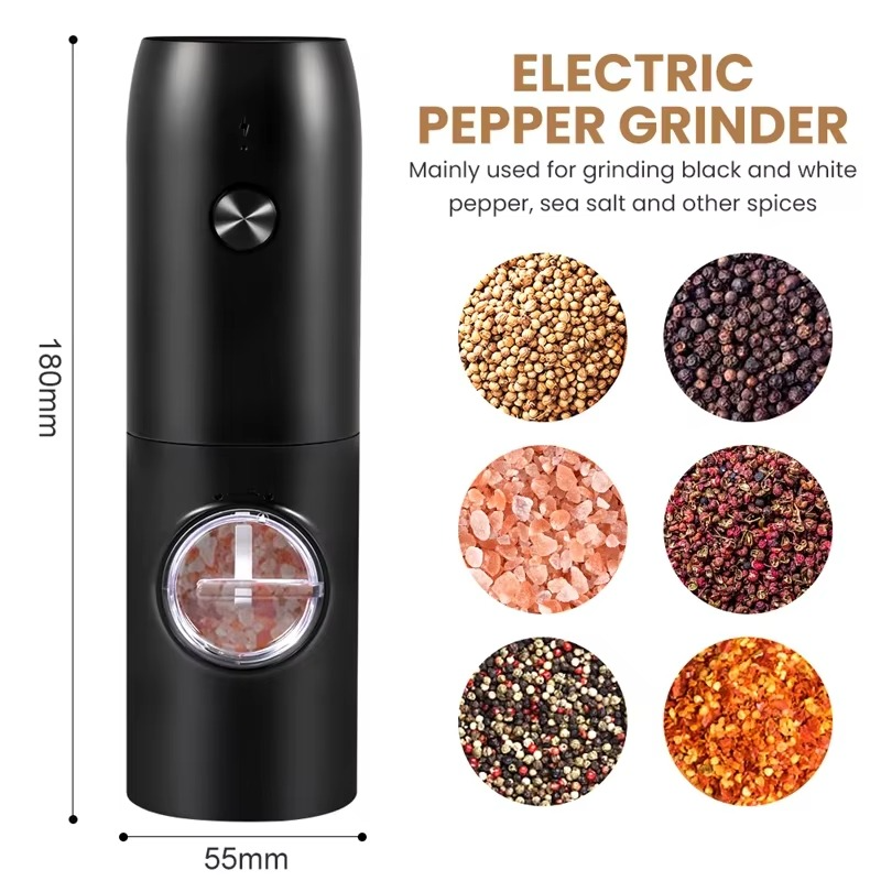 Electric Automatic Salt and Pepper Grinder Set – Rechargeable USB Gravity Grinder