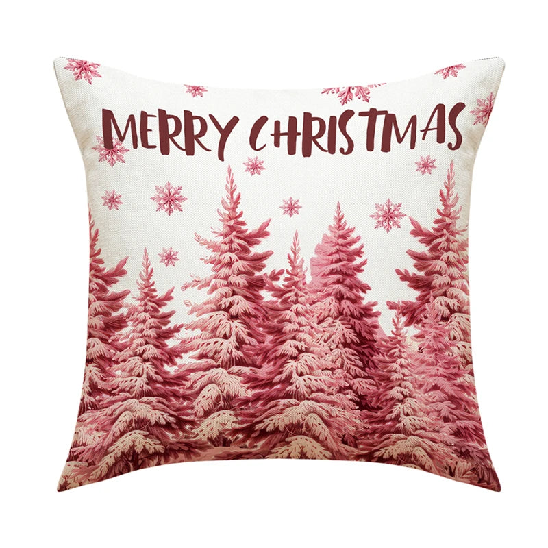 Linen Christmas Snowman Cushion Cover 45x45cm - Homevalley.co.uk