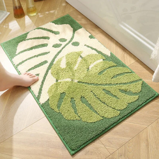 Luxury Leaves Absorbent Non-Slip Bathroom Mat – Elegant, Soft, and Safe for Your Home