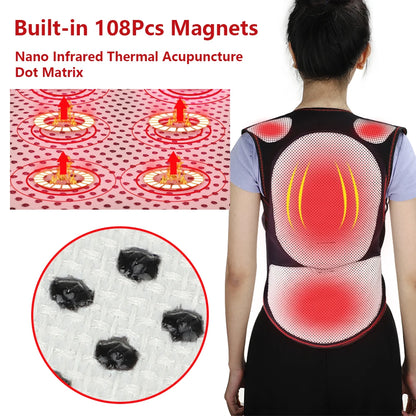 Tourmaline Magnetic Self-Heating Thermal Vest, Waist Brace, Lumbar Pad, Corset, Pain Relief