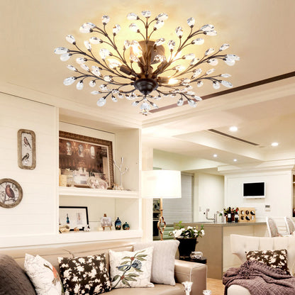 Floral Led Crystal Ceiling Lights Fixture