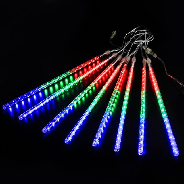 LED-Meteorschauer-Regenlichter, wasserdicht, fallender Regentropfen, Feenschnur, Weihnachten, Urlaub, Party, Terrassendekoration, 30 cm