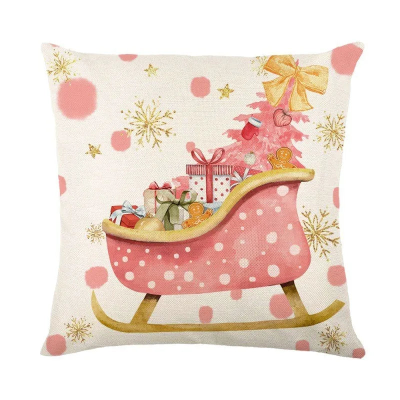 Linen Christmas Snowman Cushion Cover 45x45cm - Homevalley.co.uk