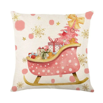 Linen Christmas Snowman Cushion Cover 45x45cm - Homevalley.co.uk