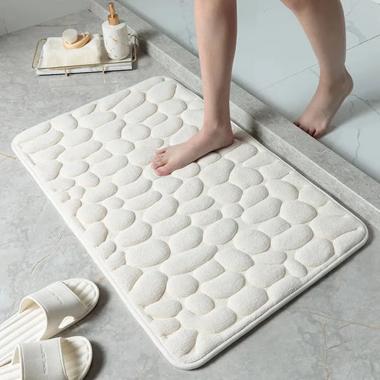 Cobblestone Embossed Non-Slip Bathroom Mat – Stylish, Safe, and Available in Multiple Colors