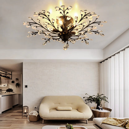 Floral Led Crystal Ceiling Lights Fixture