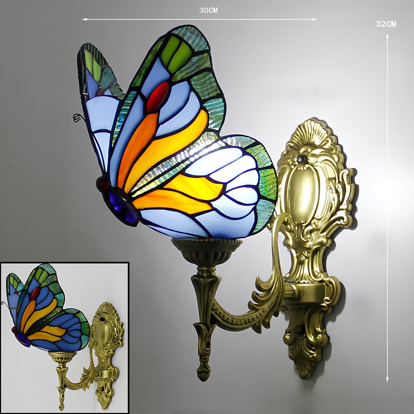 Tiffany Stained Glass Style Butterfly Wall Lamp