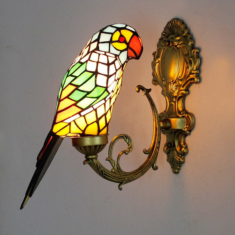 Tiffany Stained Glass Wall Mounted Parrot Lamp