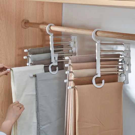 5 In 1 Magic Stainless Steel Folding Trouser Rack, Tie Hanger and Closet Organiser