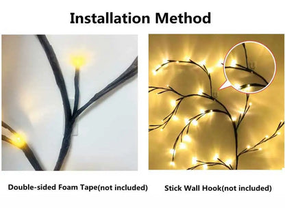 Enchanted Willow Vine Lights - Flexible DIY Garland for Christmas, Room, Wall, Wedding Party Decor,144 LEDs 7.5FT