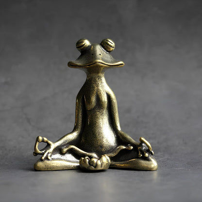 Vintage Brass Meditating Frog Figurine Incense Holder - Homevalley.co.uk