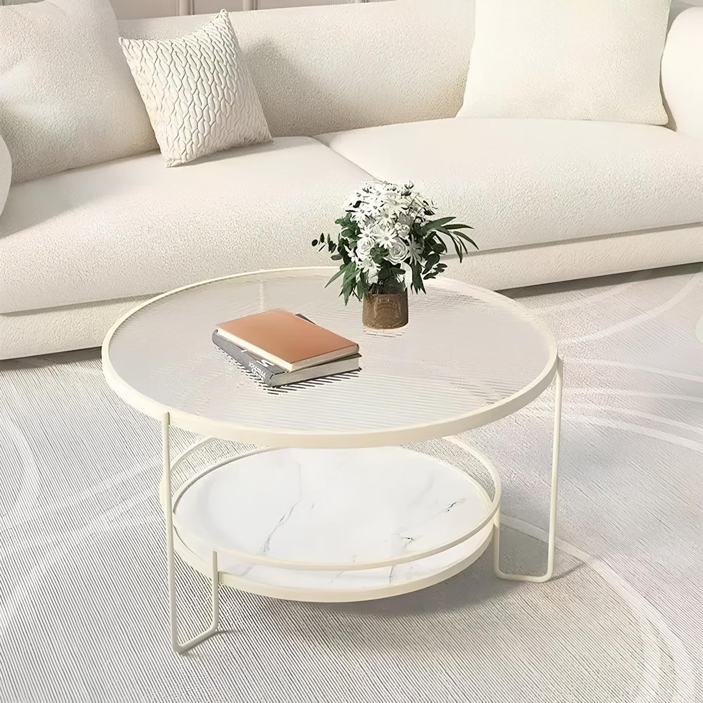 Luxury Tempered Glass Round Coffee Table