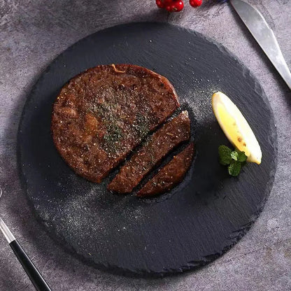Japanese Style Black Rock Sushi Plate – Natural Slate Serving Plate for Sushi, Meat & Western Dishes