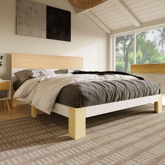 Single Double Wooden Bed Frame with Headboard