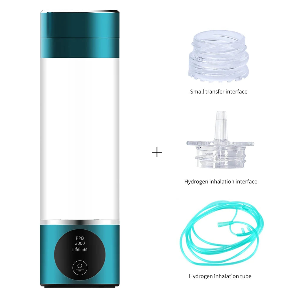 8th Generation Nano Hydrogen Water Bottle – Portable Hydrogen Water Generator with H2 Inhaler (DuPont SPE/PEM, OLED Display)