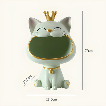 Fortune Crown Big Mouth Cat Entrance Key Storage Tray Decorative Ornament (pastel colours)