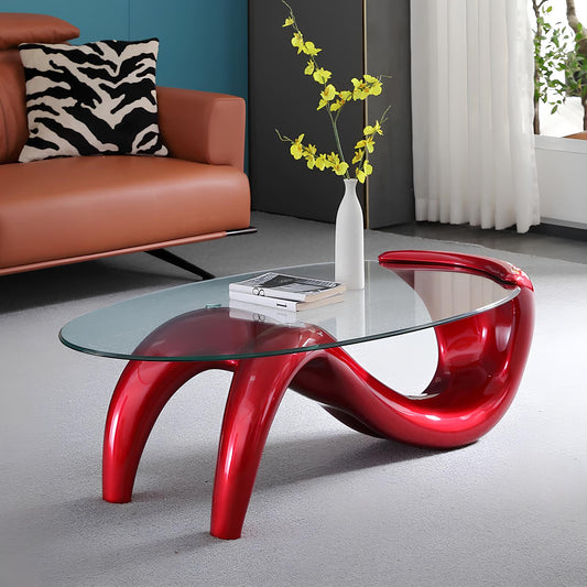 Tempered Glass Oval Minimalist Fashion Coffee Table