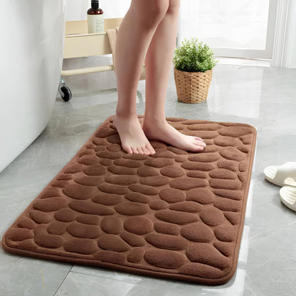 Raised Paver Bathroom Rug Non-Slip Memory Foam – Stylish, Soft, and Safe for Your Bathroom