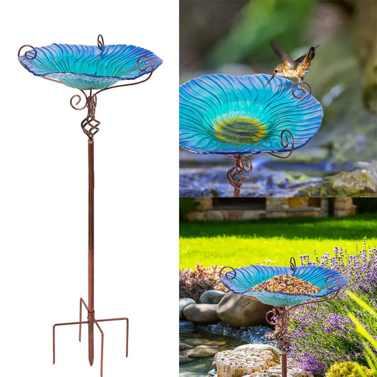 Flower Glass Bird Bath, Height 63 cm