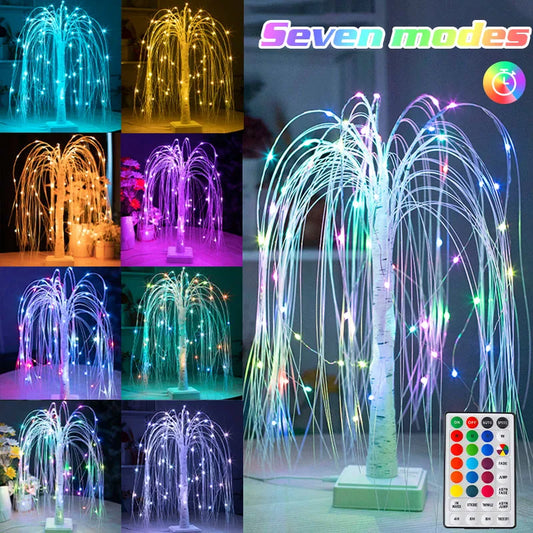 Willow Night Light LED Weeping Willow Tree Lamp - 7 Color Modes Table Lamp for Bedroom Decor