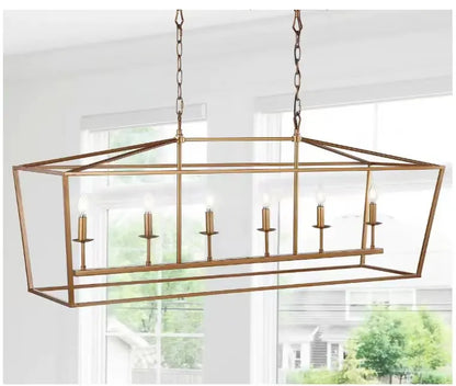 Rectangular Industrial Style Ceiling Lamp 6 Lights