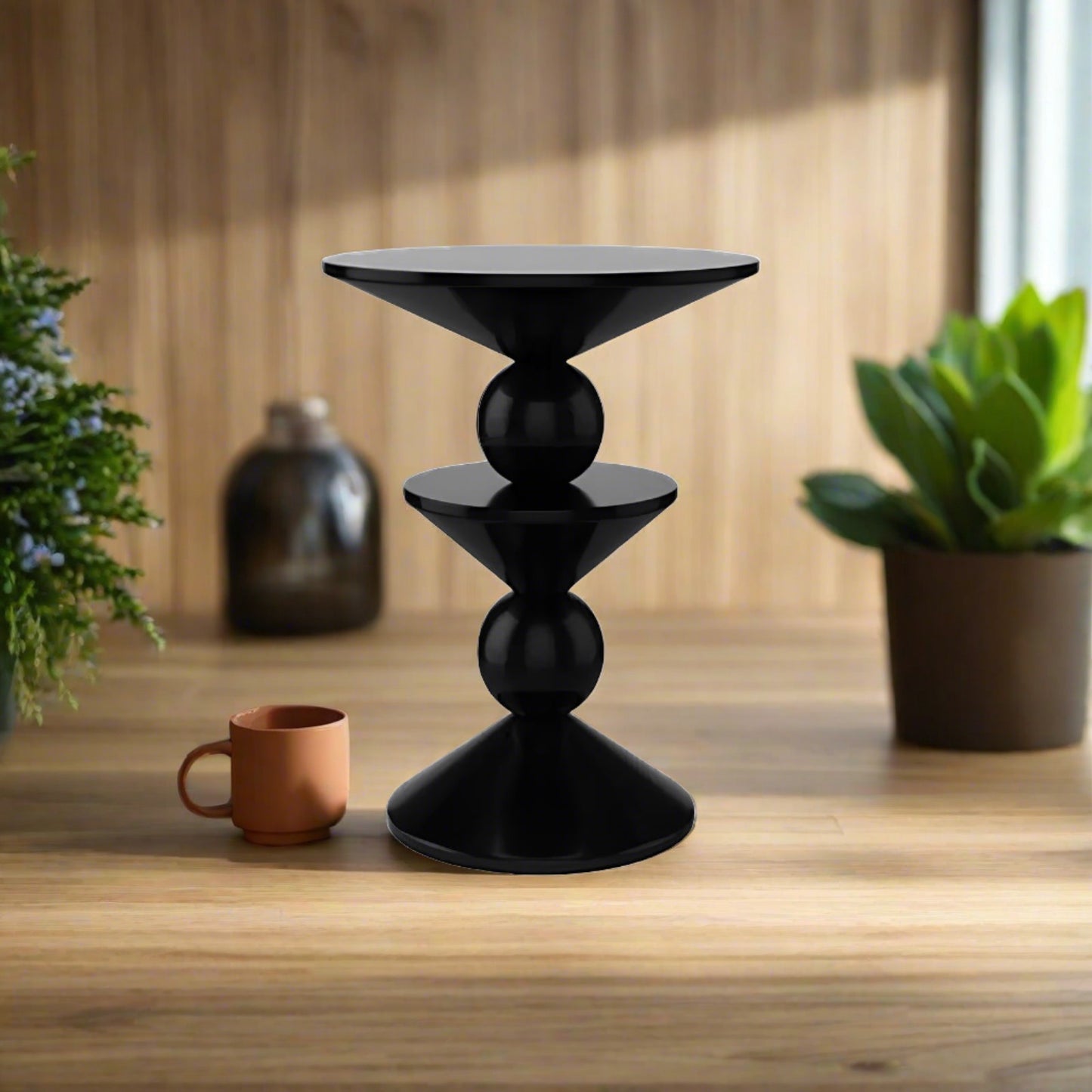 Small Round Black Side End Table