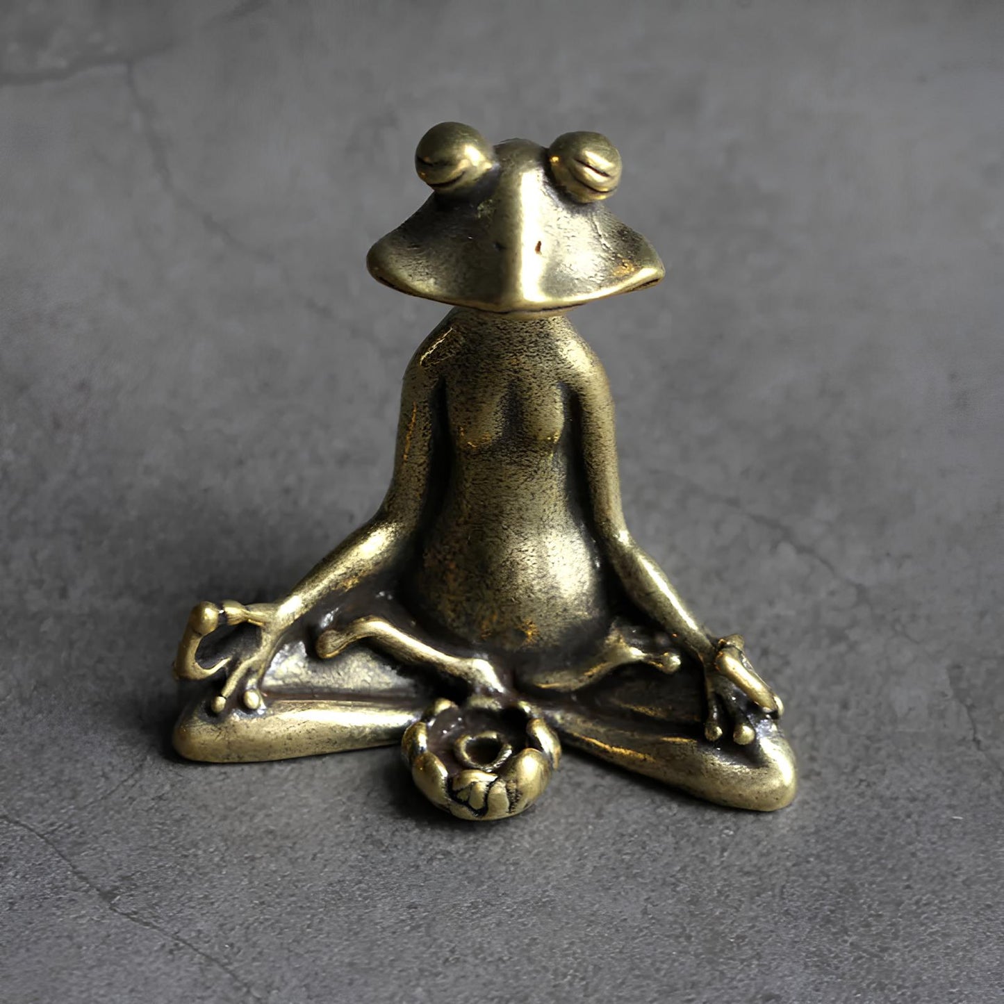 Vintage Brass Meditating Frog Figurine Incense Holder - Homevalley.co.uk