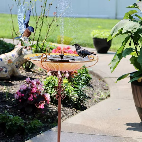 Flower Glass Bird Bath, Feeding Station, Height 63 cm