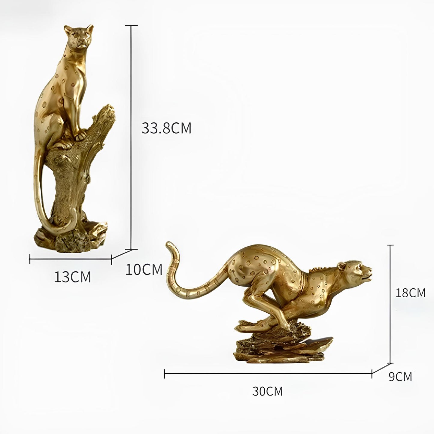 Golden Leopard Resin Statue Figurine