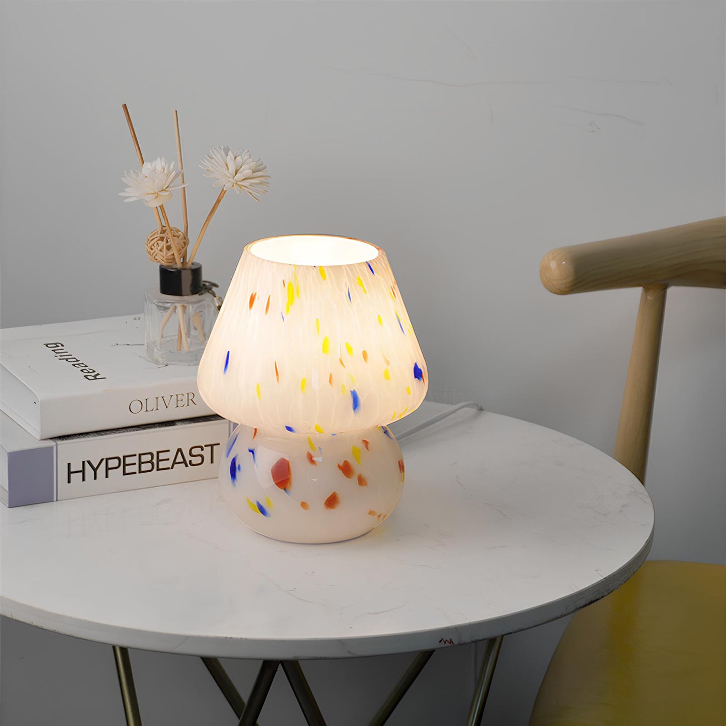 LED Hand Crafted Glass Mushroom Table Lamp