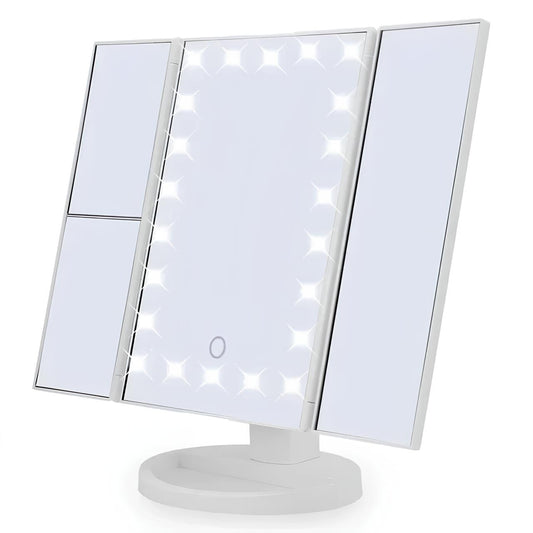 LED Makeup Mirror 1/2/3X Magnifying, 180° Rotation, 22 LED Lights