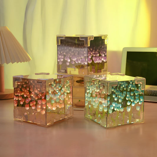 Creative DIY Tulip Flower Three-Dimensional Cube Small Night Lamp