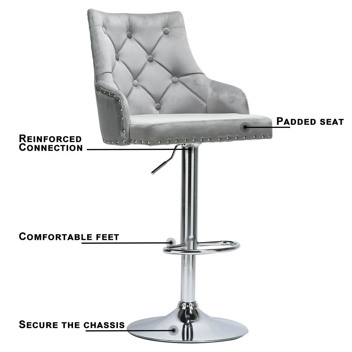 Adjustable Swivel Bar Stool Chair - Homevalley.co.uk