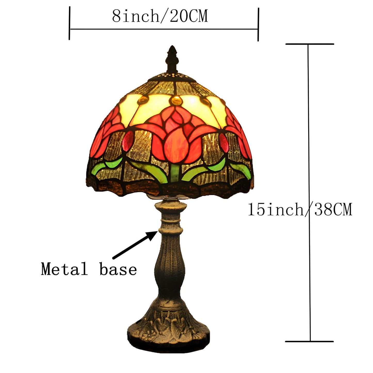 American Tulip Tiffany Style Stained Glass Table Bedroom Lamp - Homevalley.co.uk