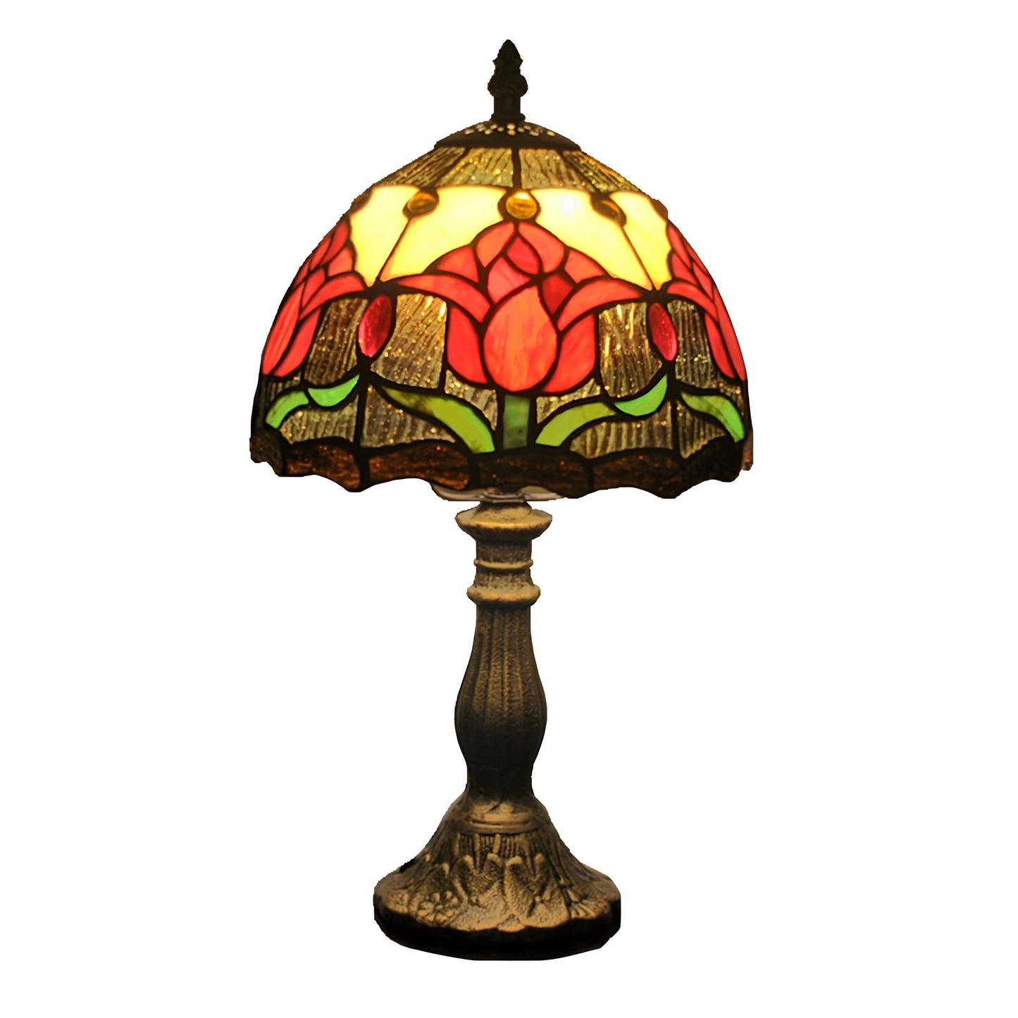 American Tulip Tiffany Style Stained Glass Table Bedroom Lamp - Homevalley.co.uk
