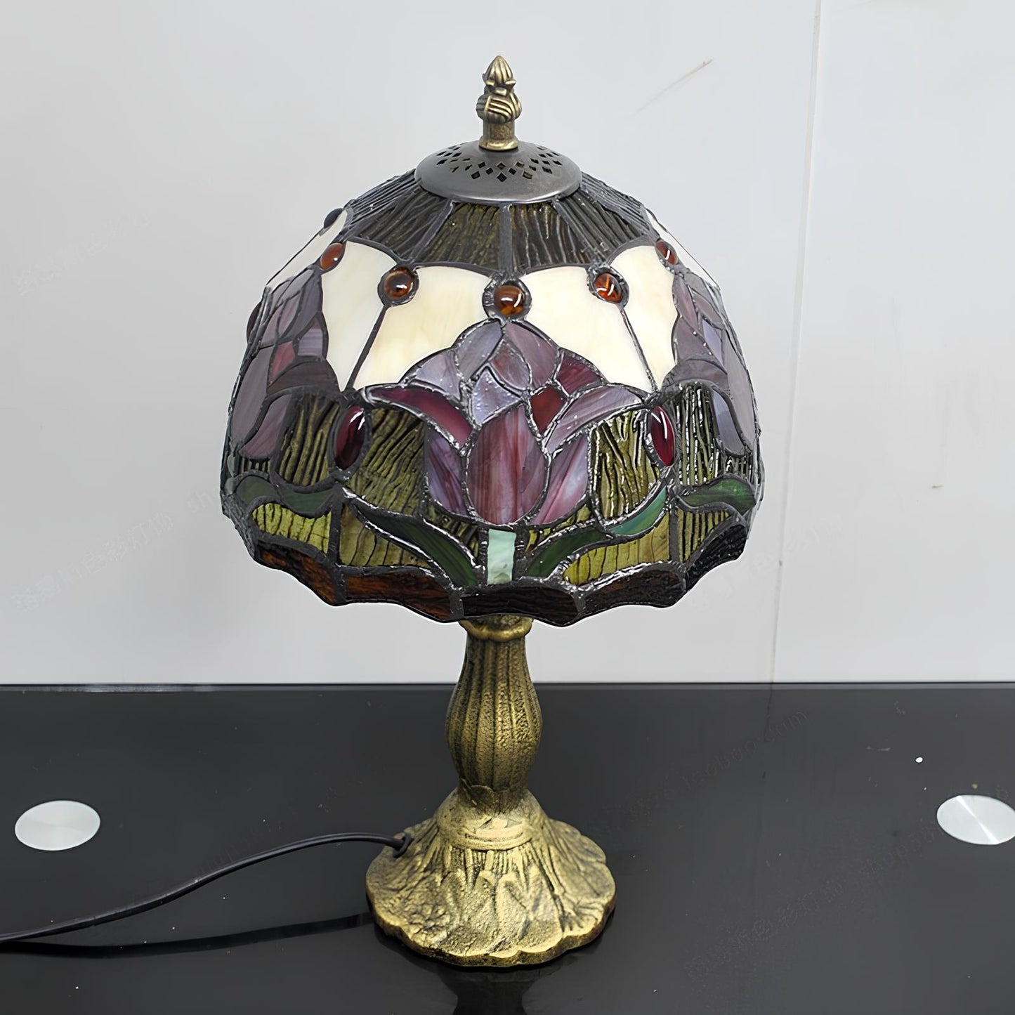 American Tulip Tiffany Style Stained Glass Table Bedroom Lamp - Homevalley.co.uk