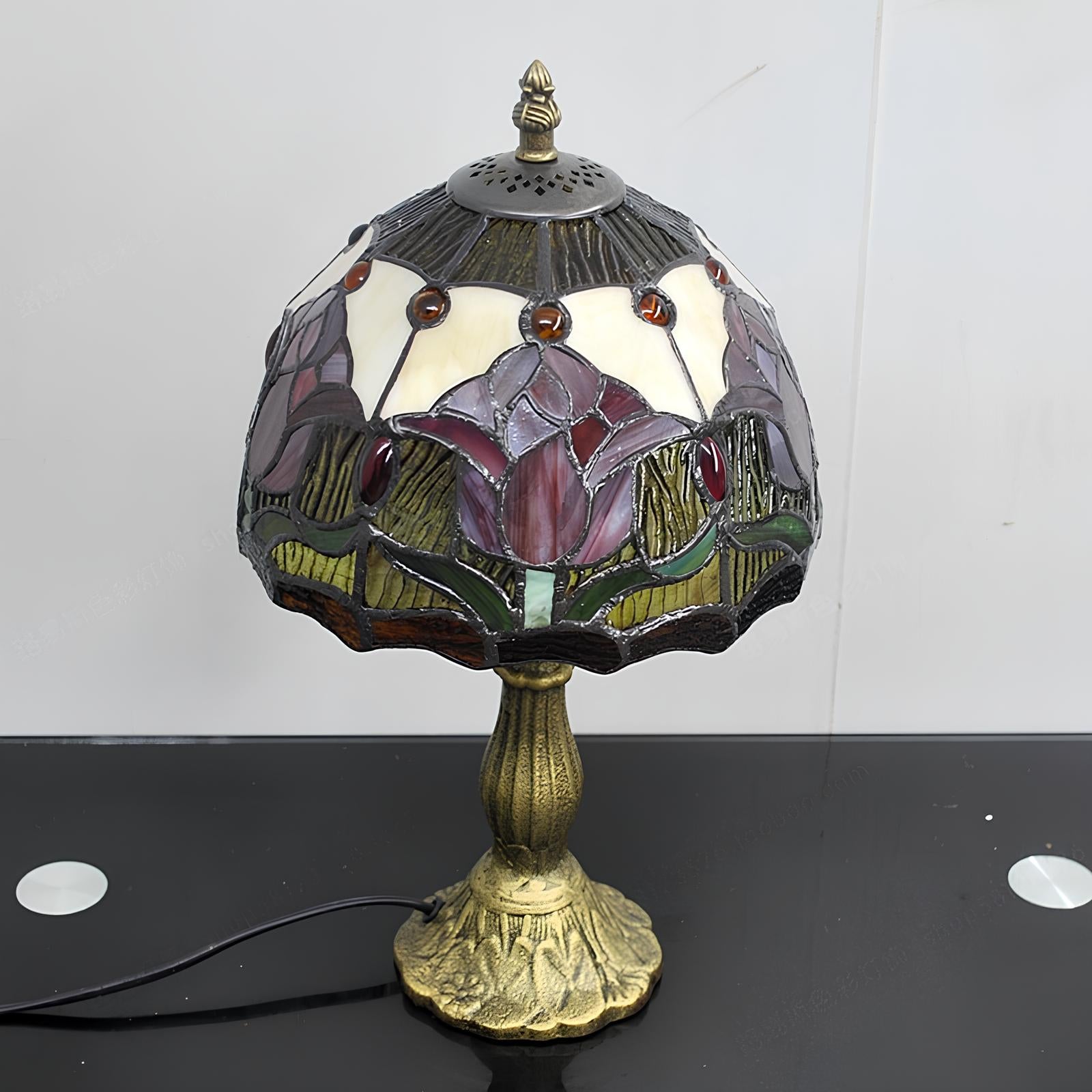 American Tulip Tiffany Style Stained Glass Table Bedroom Lamp - Homevalley.co.uk