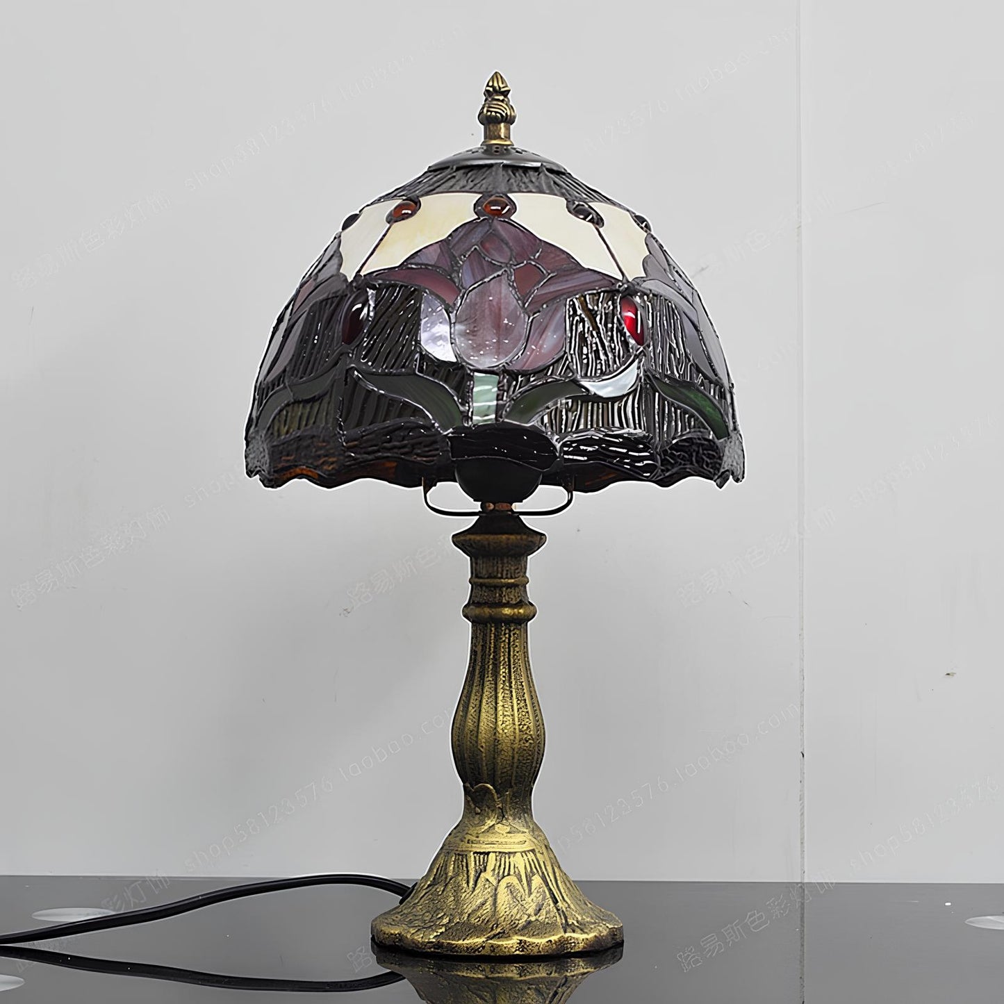 American Tulip Tiffany Style Stained Glass Table Bedroom Lamp - Homevalley.co.uk
