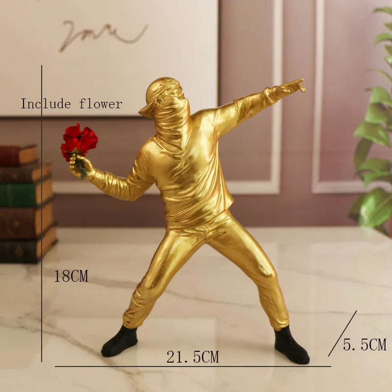 Banksy Flower Thrower Figurine Statue - Homevalley.co.uk