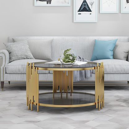 Black and Gold Round Coffee Table - Homevalley.co.uk