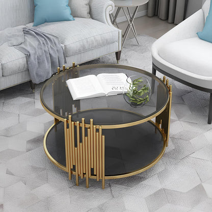 Black and Gold Round Coffee Table - Homevalley.co.uk